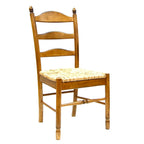 Ladder Back Dining Side Chair - Solid Wood with Woven Rush Seat, 38"H x 17"W x 16"D, Brown Finish, 250lbs Capacity