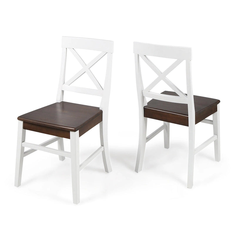 Farmhouse Acacia Wood Dining Chairs Set of 2 - X-Back Design, 300 lbs Capacity, 35.5" H x 17.75" W, Natural Wood Finish