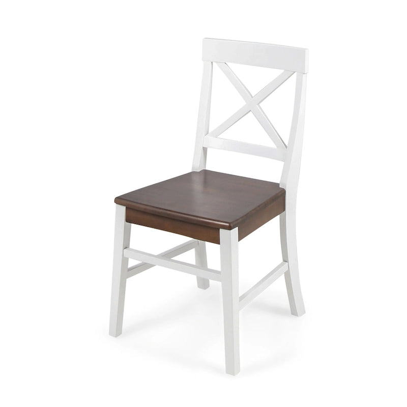 Farmhouse Acacia Wood Dining Chairs Set of 2 - X-Back Design, 300 lbs Capacity, 35.5" H x 17.75" W, Natural Wood Finish