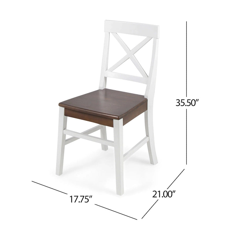 Farmhouse Acacia Wood Dining Chairs Set of 2 - X-Back Design, 300 lbs Capacity, 35.5" H x 17.75" W, Natural Wood Finish