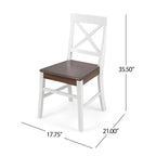 Farmhouse Acacia Wood Dining Chairs Set of 2 - X-Back Design, 300 lbs Capacity, 35.5" H x 17.75" W, Natural Wood Finish
