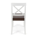 Farmhouse Acacia Wood Dining Chairs Set of 2 - X-Back Design, 300 lbs Capacity, 35.5" H x 17.75" W, Natural Wood Finish