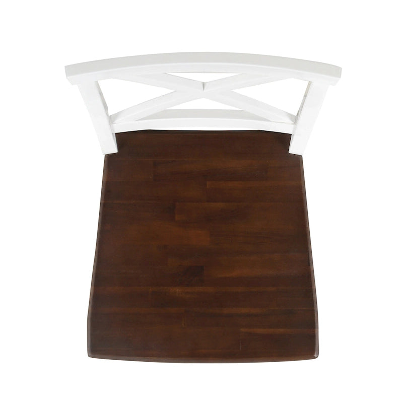 Farmhouse Acacia Wood Dining Chairs Set of 2 - X-Back Design, 300 lbs Capacity, 35.5" H x 17.75" W, Natural Wood Finish