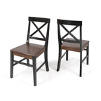 Farmhouse Acacia Wood Dining Chairs Set of 2 - X-Back Design, 300 lbs Capacity, 35.5" H x 17.75" W, Natural Wood Finish