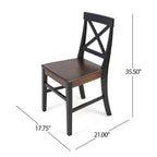 Farmhouse Acacia Wood Dining Chairs Set of 2 - X-Back Design, 300 lbs Capacity, 35.5" H x 17.75" W, Natural Wood Finish