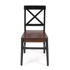 Farmhouse Acacia Wood Dining Chairs Set of 2 - X-Back Design, 300 lbs Capacity, 35.5" H x 17.75" W, Natural Wood Finish