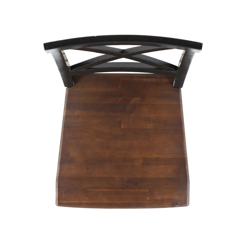 Farmhouse Acacia Wood Dining Chairs Set of 2 - X-Back Design, 300 lbs Capacity, 35.5" H x 17.75" W, Natural Wood Finish