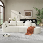 Modern Curved Sectional Sofa with Pearl Upholstery, High-Density Foam, 5-Seater for Living Room