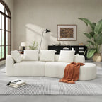 Modern Curved Sectional Sofa with Pearl Upholstery, High-Density Foam, 5-Seater for Living Room