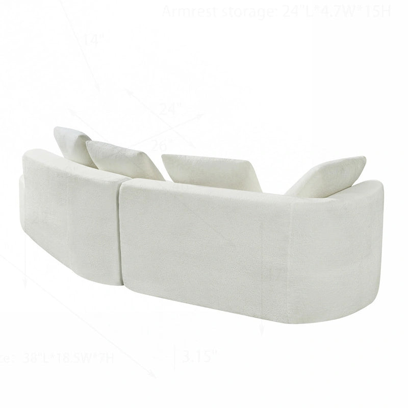 Modern Curved Sectional Sofa with Pearl Upholstery, High-Density Foam, 5-Seater for Living Room