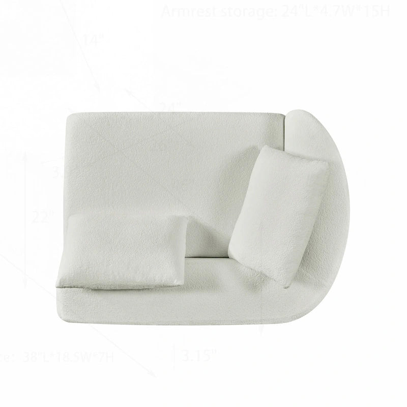 Modern Curved Sectional Sofa with Pearl Upholstery, High-Density Foam, 5-Seater for Living Room