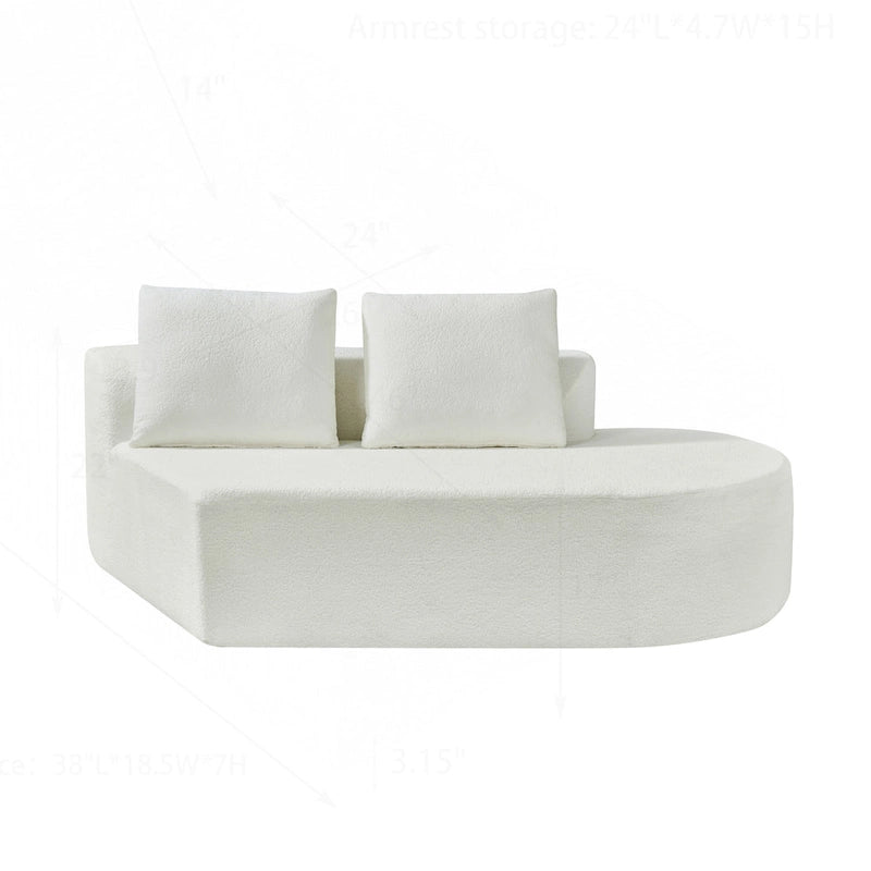Modern Curved Sectional Sofa with Pearl Upholstery, High-Density Foam, 5-Seater for Living Room
