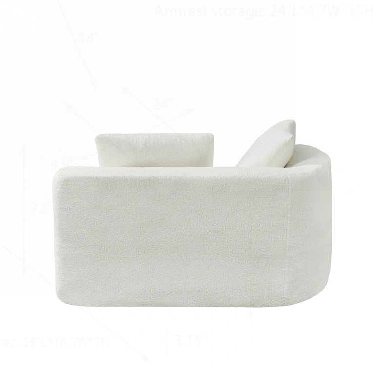 Modern Curved Sectional Sofa with Pearl Upholstery, High-Density Foam, 5-Seater for Living Room