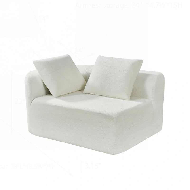 Modern Curved Sectional Sofa with Pearl Upholstery, High-Density Foam, 5-Seater for Living Room