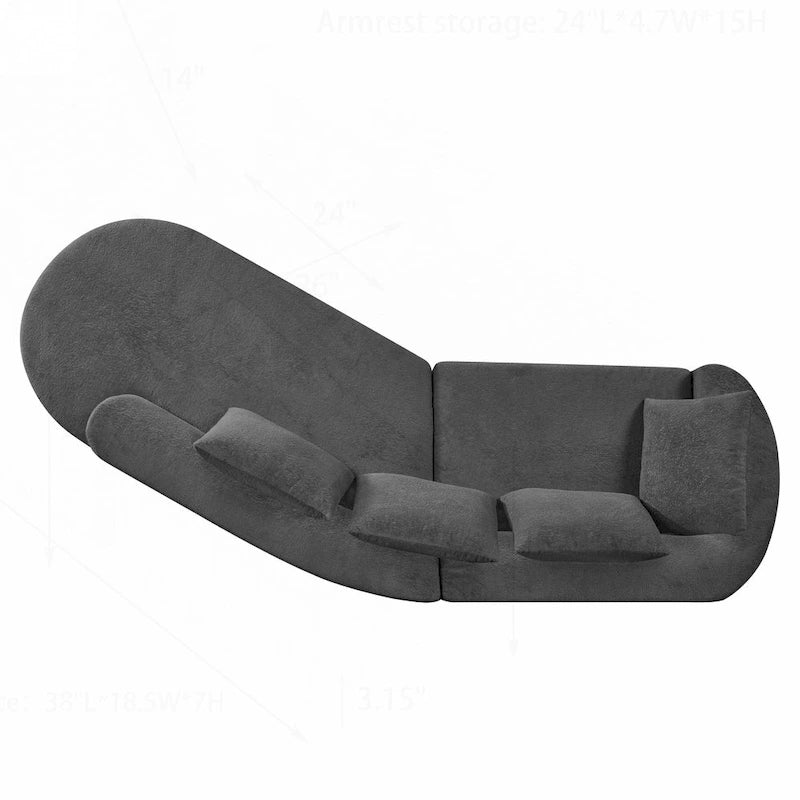 Modern Curved Sectional Sofa with Pearl Upholstery, High-Density Foam, 5-Seater for Living Room