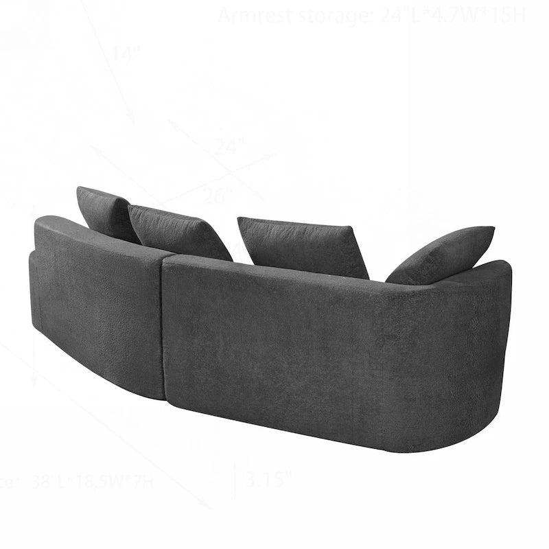 Modern Curved Sectional Sofa with Pearl Upholstery, High-Density Foam, 5-Seater for Living Room
