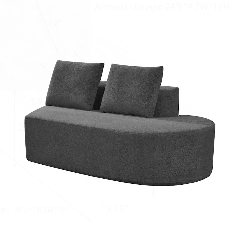 Modern Curved Sectional Sofa with Pearl Upholstery, High-Density Foam, 5-Seater for Living Room