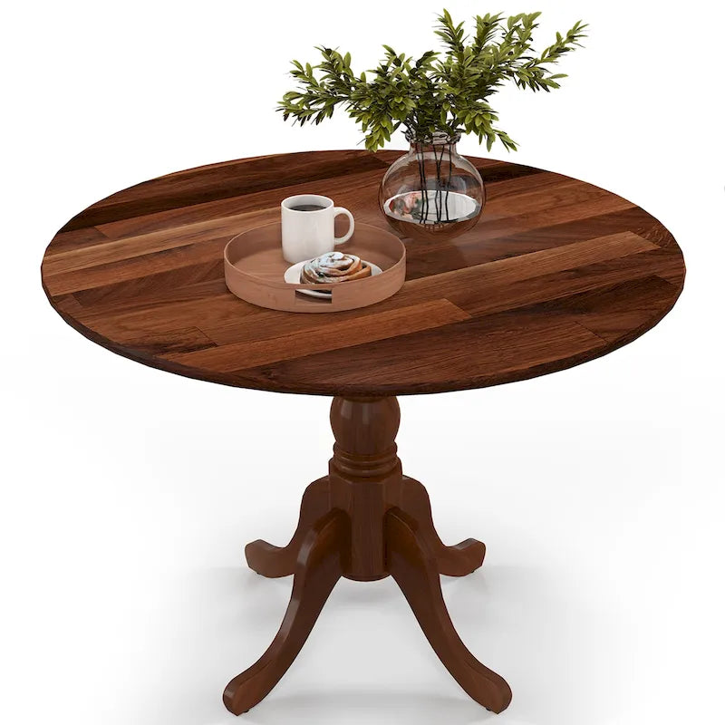 39-Inch Round Rustic Dining Table with Rubber Wood, Splayed Legs, 4-Person Capacity for Kitchen