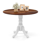 39-Inch Round Rustic Dining Table with Rubber Wood, Splayed Legs, 4-Person Capacity for Kitchen