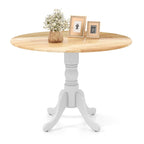 39-Inch Round Rustic Dining Table with Rubber Wood, Splayed Legs, 4-Person Capacity for Kitchen