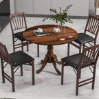 39-Inch Round Rustic Dining Table with Rubber Wood, Splayed Legs, 4-Person Capacity for Kitchen