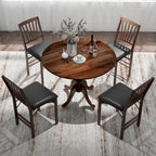 39-Inch Round Rustic Dining Table with Rubber Wood, Splayed Legs, 4-Person Capacity for Kitchen