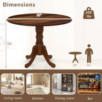 39-Inch Round Rustic Dining Table with Rubber Wood, Splayed Legs, 4-Person Capacity for Kitchen