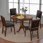 39-Inch Round Rustic Dining Table with Rubber Wood, Splayed Legs, 4-Person Capacity for Kitchen