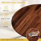 39-Inch Round Rustic Dining Table with Rubber Wood, Splayed Legs, 4-Person Capacity for Kitchen