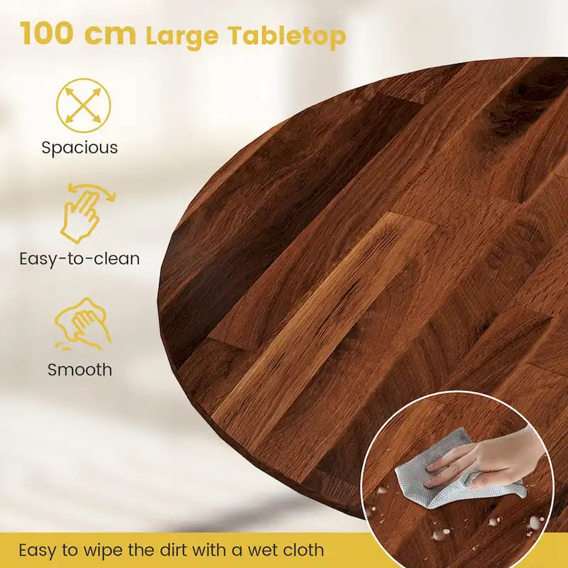 39-Inch Round Rustic Dining Table with Rubber Wood, Splayed Legs, 4-Person Capacity for Kitchen