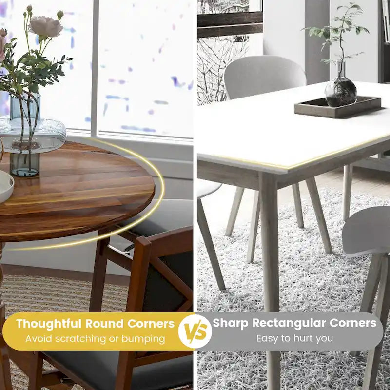 39-Inch Round Rustic Dining Table with Rubber Wood, Splayed Legs, 4-Person Capacity for Kitchen