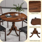 39-Inch Round Rustic Dining Table with Rubber Wood, Splayed Legs, 4-Person Capacity for Kitchen