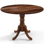 39-Inch Round Rustic Dining Table with Rubber Wood, Splayed Legs, 4-Person Capacity for Kitchen