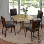39-Inch Round Rustic Dining Table with Rubber Wood, Splayed Legs, 4-Person Capacity for Kitchen
