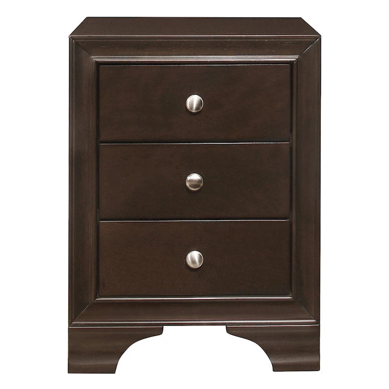 19-Inch White Nightstand with 3 Drawers, USB Charging Port, Chrome Knobs, Engineered Wood Bedside Table
