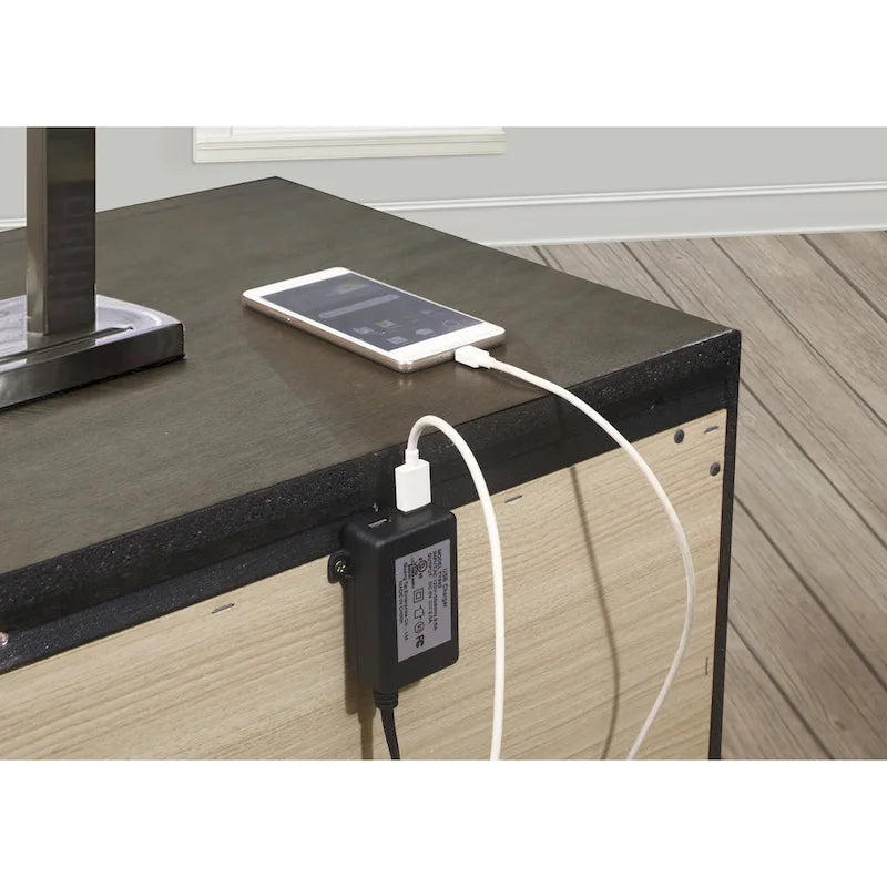 19-Inch White Nightstand with 3 Drawers, USB Charging Port, Chrome Knobs, Engineered Wood Bedside Table