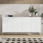 Sideboard Buffet Cabinet 59.84" MDF Solid Wood Press-to-Open Doors Adjustable Shelves Storage Furniture