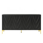 Sideboard Buffet Cabinet 59.84" MDF Solid Wood Press-to-Open Doors Adjustable Shelves Storage Furniture