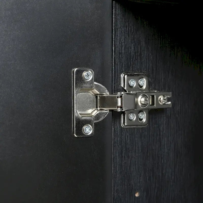 Sideboard Buffet Cabinet 59.84" MDF Solid Wood Press-to-Open Doors Adjustable Shelves Storage Furniture