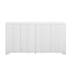 4-Door Sideboard with Linear Pattern Design | MDF Pine Veneer | Triangular Legs | Storage Cabinet for Living Room Dining Room