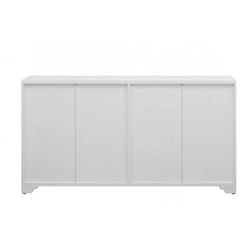 4-Door Sideboard with Linear Pattern Design | MDF Pine Veneer | Triangular Legs | Storage Cabinet for Living Room Dining Room