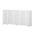 4-Door Sideboard with Linear Pattern Design | MDF Pine Veneer | Triangular Legs | Storage Cabinet for Living Room Dining Room