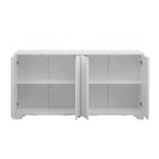 4-Door Sideboard with Linear Pattern Design | MDF Pine Veneer | Triangular Legs | Storage Cabinet for Living Room Dining Room