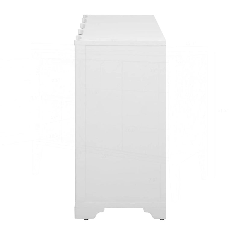 4-Door Sideboard with Linear Pattern Design | MDF Pine Veneer | Triangular Legs | Storage Cabinet for Living Room Dining Room