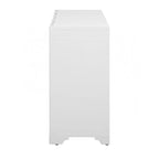 4-Door Sideboard with Linear Pattern Design | MDF Pine Veneer | Triangular Legs | Storage Cabinet for Living Room Dining Room
