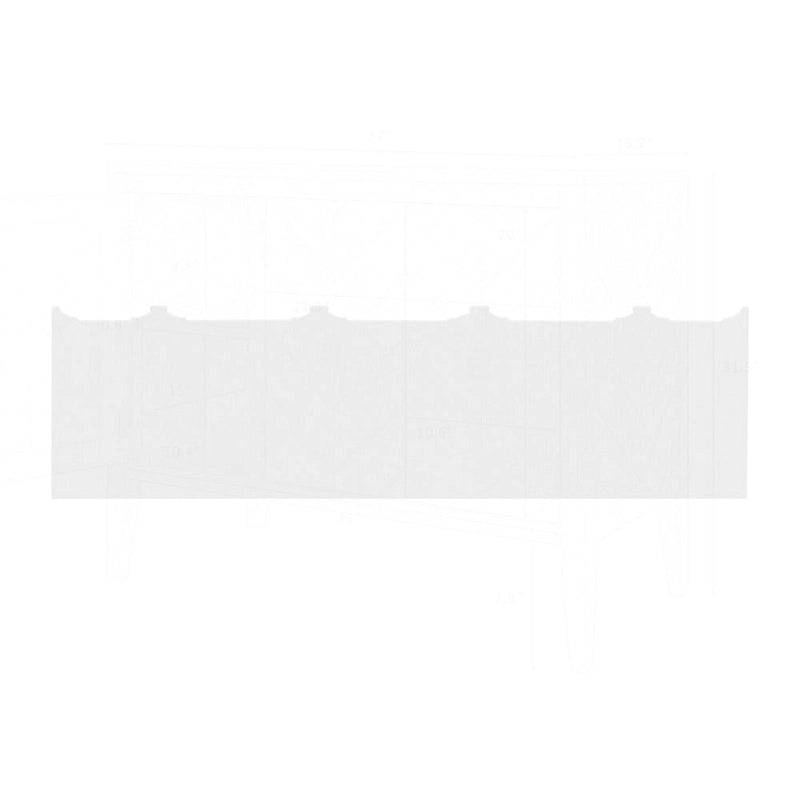 4-Door Sideboard with Linear Pattern Design | MDF Pine Veneer | Triangular Legs | Storage Cabinet for Living Room Dining Room