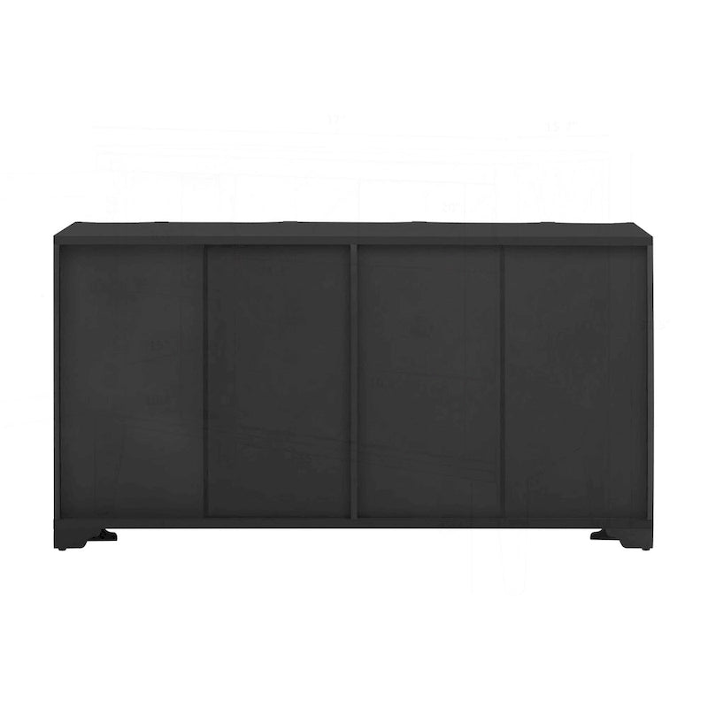 4-Door Sideboard with Linear Pattern Design | MDF Pine Veneer | Triangular Legs | Storage Cabinet for Living Room Dining Room