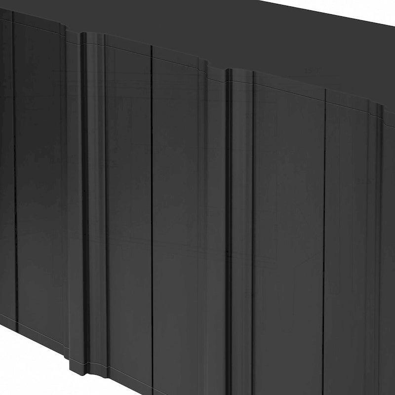 4-Door Sideboard with Linear Pattern Design | MDF Pine Veneer | Triangular Legs | Storage Cabinet for Living Room Dining Room