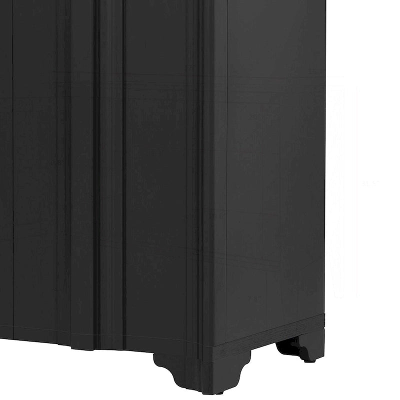 4-Door Sideboard with Linear Pattern Design | MDF Pine Veneer | Triangular Legs | Storage Cabinet for Living Room Dining Room