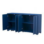 4-Door Sideboard with Linear Pattern Design | MDF Pine Veneer | Triangular Legs | Storage Cabinet for Living Room Dining Room